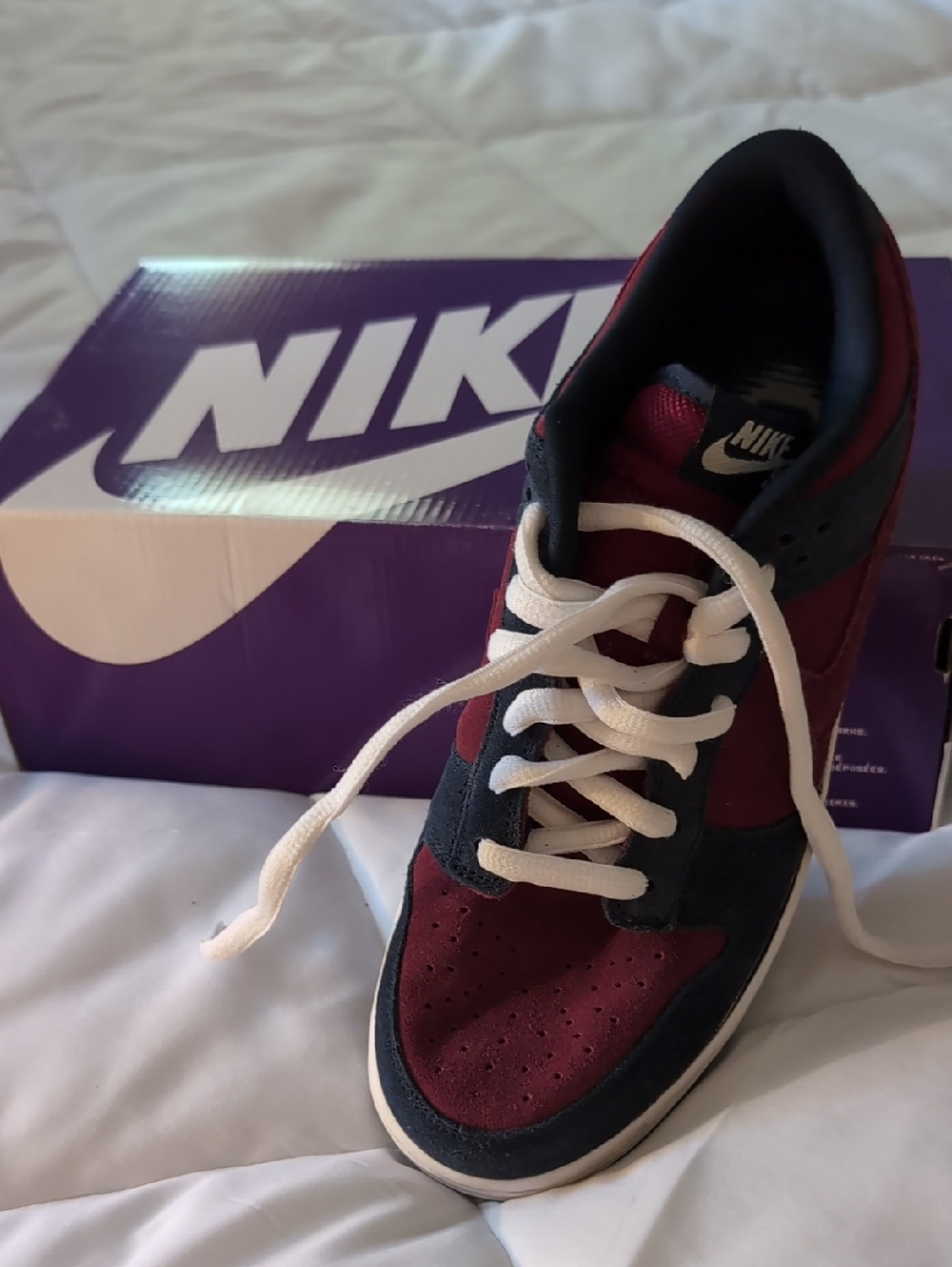 Nike Men’s Low-Top Sneaker in Burgundy, Black and White